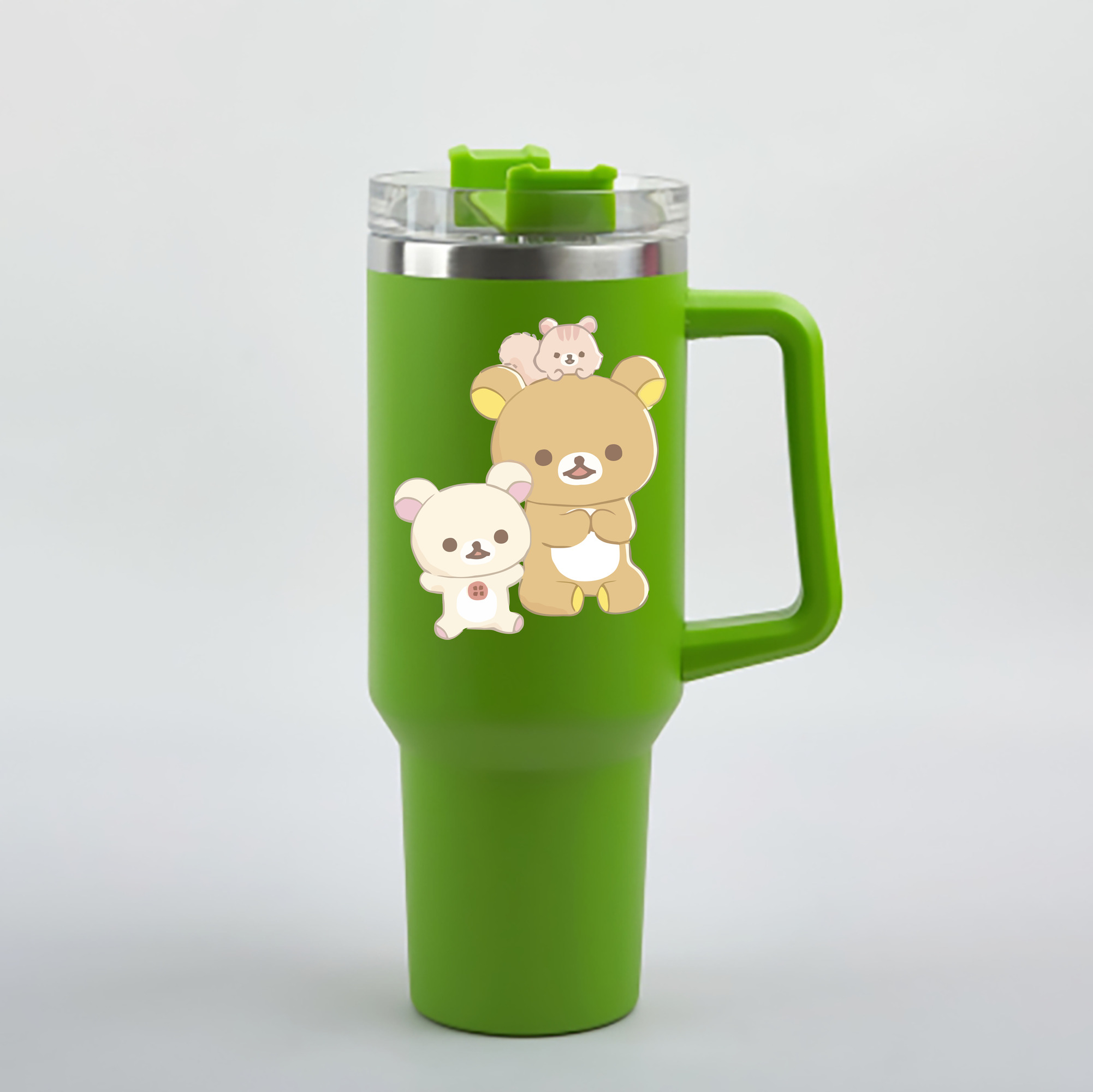 （画像用） リラックマ リラックマ キイロイトリ Rilakkuma Korilakkuma Kiiroitori 1200mL車用タンブラー - クリスタルステッカー（プラスチックストロー付き）
